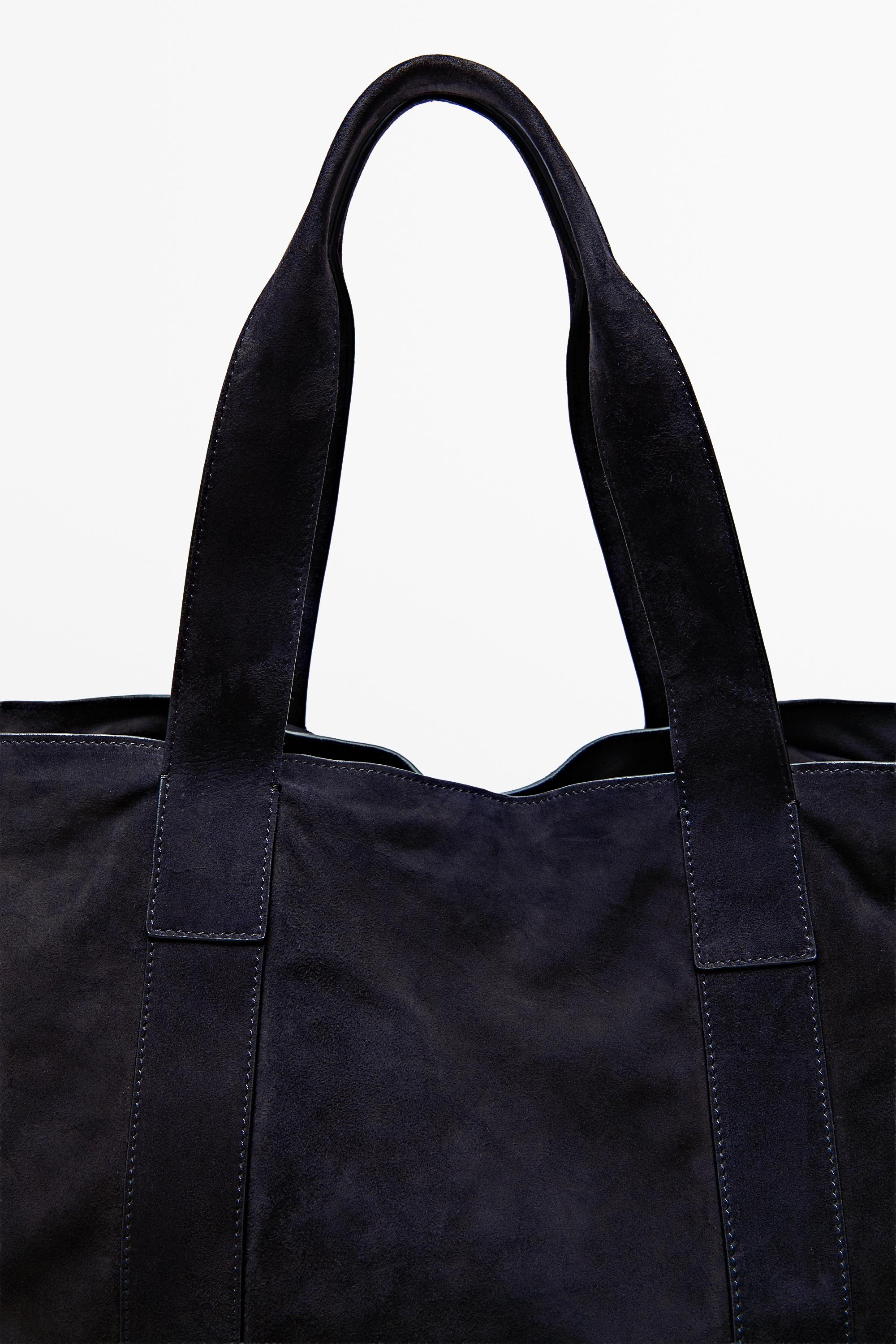 Split suede leather tote bag